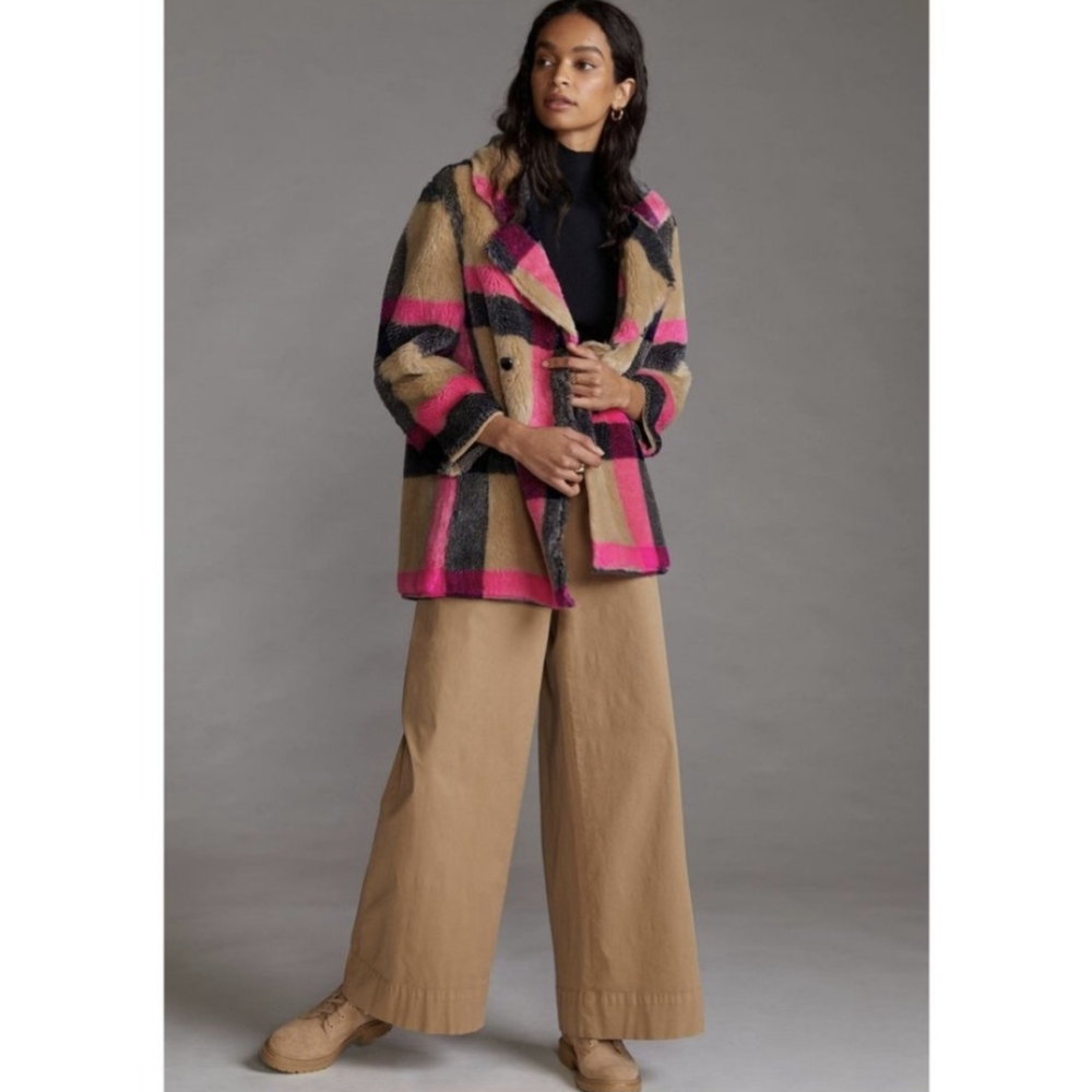 Anthropologie Vilagallo Hot Pink Teddy Coat - Picture 3 of 12